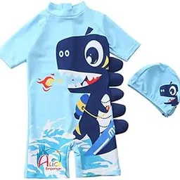 Unisex One Piece Swimsuit for Boys | Boys Swimwear with Cap | Swimming Costume for Boys-picture-21