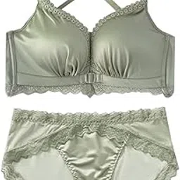 secret lives Tshirt Bra Silk Royel Cross (8826) Padded Push up Bra Panty Lingerie Set for Women Light Green-picture-36