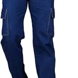 comfits Men's Cargo Jeans, Relaxed Fit, Dark Blue, Multi-Pocket Design-picture-22