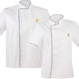 2/pack Unisex Chef Jacket Coat Short Sleeve Kitchen Uniform Double Breasted-image-6