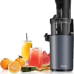 Qvin Slow Juicer, Slow Masticating Juicer Machine with Big Wide Chute, Juice Cup, Cold Press Juicer for Nutrient Fruits and Vegetables, Juicer Machine BPA-Free, Easy to Clean image 1