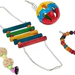 5Pcs Bird Parrot Toys Hanging Bell Pet Cage Hammock Swing Toy For Small Parakeets Cockatiels, Conures, Macaws, Parrots, Love Birds-picture-28