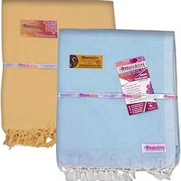 EthnicAlive Bhagalpuri Handloom Organic Combo 2 Pack Double Yellow and Blue Dull Cotton Chadar (Size 220x125cm)-picture-66