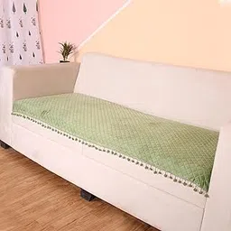 Amazon Brand - Umi 3 Seater Quilted Velvet Sofa Cover with Pompom for Living Room | Washable | Furniture Protector for Pets & Kids | Olive Couch Slipcover for Home Décor (27x 70 Inches)-picture-30