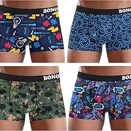 dispenser BONO Mens Underwear || Imported Nylon Fabric Printed Boxer || Regular Fit Boys Trunk || Comfortable Shorts for Men Multicolor Pack of 4-picture-18