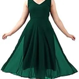 kicha Gorgette Women's One Piece Dress V Neck Sleeveless Western Dress for Women Maxi Dress Stylish Long Frock for Ladies-picture-55
