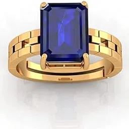 ayush gems 11.00 Ratti 10.00 Certified Original Blue Sapphire Gold Plated Ring Panchdhatu Adjustable Neelam Ring for Men & Women by Lab Certified-picture-25