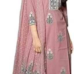 Women's Embroidered Palazzo Suit Set, Pink Cotton, Silver Floral Design, 3/4 Sleeves-picture-18