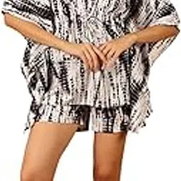 Tie & Dye Printed Co-ords Kaftan Dress Set with Shorts for Women & Teens Stylish and Comfortable Resort Wear Available in Plus Sizes-image-9