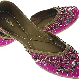 fulkari Women Frost Gold Genuine Soft Leather Embroidered Jutis | Bite and Pinch Free Jutti | Punjabi Formal Juttis | Girl's Wedding Flat Ladies Mojari | Formal Ethnic Juti |-picture-21