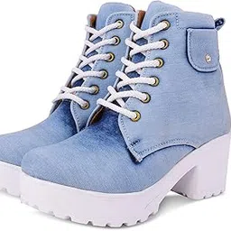 fath son High Heel Ankle Synthetic leather Denim Jeans Sneakers Boot Shoes For Women And Girls-picture-45
