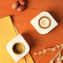 LuxeMarb Set of 2 Tea Light Candle Holders in Marble | Decoration Item for Table and Home | Best for Christmas and Festive Decoration | Modern and Minimal Design-image-21