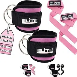 Ankle Strap for Cable Machine Attachment, Gym Ankle Cuff for Leg Extensions, plus Wrist Weight Lifting Straps and Carry Bag (pink)-picture-29