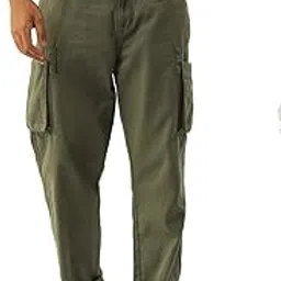bene kleed Men Straight Fit Solid Cargo Trousers-picture-12