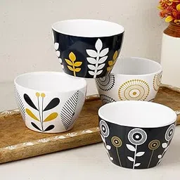 The Earth Store 330ML Botanical Bliss Ceramic Bowl Set of 4 Microwave & Dishwasher Safe Bowl for Serving Snacks, Rice, Dal, Fruits, Salad | Perfect for Christmas Gift | New Year Gift & Daily Use-picture-34