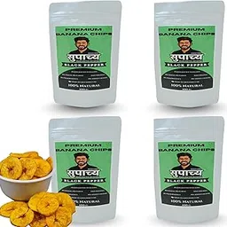सुपाच्य Nendran Banana Chips – 100 grams | Made with 100% Groundnut Oil | No Preservatives | Kerala Special Crispy, Thin Sliced Yellow Plantain Wafers | Healthy Tea Time Snack (Pack of 4, Black Pepper)-picture-33