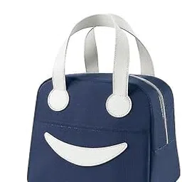 NAPP MALL Big Size Insulated Lunch Bag with Smile Design, Portable Tote with Handle,Smiley Lunch Bag Big Size Hot Cold Bag for Office Travel School Picnic for Girls, Boys, Men & Women (Blue Small)-picture-52