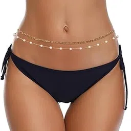 vortipu 2PCS Gold Plated Pearl Waist Chain for Women – 2-Layer Saree Belly Chain, Adjustable Hip Body Chain Jewelry for Bikini, Dresses & Ethnic Wear (26–42in)-picture-52