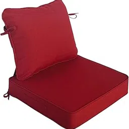 COZYVIDA Outdoor Cushion Set 19"x19" Waterproof Fade Resistant Patio Furniture Cushion with Removable Cover Seat & Back Cushion with Handles & Ties for Chairs Couch Sofa Upholstery 1set Chili-picture-17