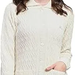 monte carlo Womens Self Design Collar Neck Wool Blend Cardigan Grey-picture-42