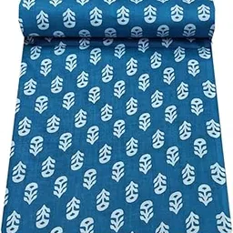 Kalap Floral Printed Cotton Cloth Materiel Indian Cotton Hand Block Print Fabric Running Jaipuri Hand Block Printed Women Dress Material Kurtis Natural 43" Inches (2 Meter)-image-5