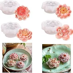 LEGACYCART 3D Large Flowers Silicone Candle Mould DIY Aromatherapy Scented Soap Mold Chocolate Cake Decoration Epoxy Sugerpaste Gumpaste Resin Craft Projects (Pack of 4)-picture-23