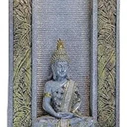 Shawshank Jharna Buddha Water Fountain Resin Fiberglass Water Fountain for Home Office Living Room Décor with LED Lights and Water Pump (Grey)-picture-24