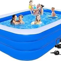 SOLDRIGHT SHOP Swimming Pool 10-Feet 3 Stripped for Kids-Inflatable Swimming Pool Best Way with Air Pump 10ft. Pools for Kids and Adults Backyard Garden Patio Water Play Party (1 Pcs.)-image-15