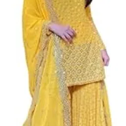 clothlemon Women's Exclusive Designer Garara Suit Set | Heavy Sequin, Mirror & Zari Embroidery with Fancy Top & Latkan Dupatta | Trendy Plazzo Style-picture-52