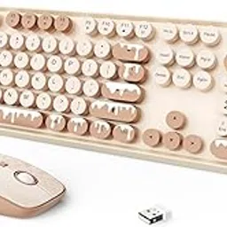 Wireless Keyboard and Mouse Combo, 2.4 GHz Full-Sized Typewriter Keyboard and Mouse Wireless with Round Keycaps for Windows, Computer, Desktop, PC, Laptop, Ice Cream-picture-30