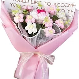 MYADDICTION Crochet Flower Bouquet Spring Ornament Handmade for Party Wedding Women Gift Pink-image-46