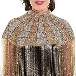 Women's Ponchu Net Cape, Round Poncho with Beaded Embroidery, Sleeveless-image-0