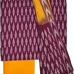 ivikta Ikkat Unstitched Salwar Suit Set with Dupatta for Women | Pochampally Ikkat Pure Cotton Dress Material-picture-10