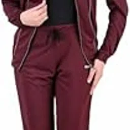 ovida Women Sports Track Suit Set 100% PolyCotton Zipper Wine-picture-41