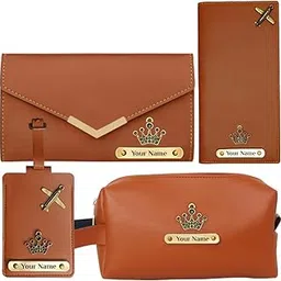 giftana Personalized Ladies Wallet, Travel Pouch, Luggage Tag, Passport Cover with Name, 4 in 1 Personalized Gifting Items for Women, Customized Gifts for Wife, Birthda Gift for Sister (Tan)-picture-36