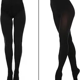 totka Opaque Black Tights Pantyhose | Stockings for Women Girls | Anti-Tear, Anti-Slip, Super Soft, High Waist Nylon Spandex Super Stretchable Comfort leggings | Free Size | Black Stockings for women-picture-35