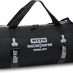 World Star Gym Duffel Bag Sports Bag for Mens/Womens with Shoe Compartment, Detachable Shoulder Strap | Black|(108)-image-35