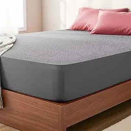 100% Waterproof Premium Cotton Feel Mattress Protector King Size Bed 78x72 Inch | Ultra Soft Breathable & Fitted Bed Protector Terry Cover Double Bed (6.5x6 feet, Fits 12 Inches, Grey)-image-71