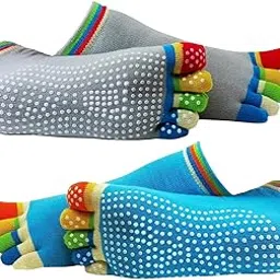 PRISO Colorful Non-Slip Toe, Five Finger Separator Yoga Socks For Women Home Workouts – Comfortable And Stretchable. (1 Pair)-picture-57