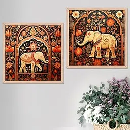 kotart Premium Digital Madhubani Art Paintings with Frame for Home Decor - Framed Wall Painting for Living Room Bedroom Office Room Decor - Painting for Wall Decoration -Set of 2 Multicolor paintings (10x10 inch, A)-picture-22
