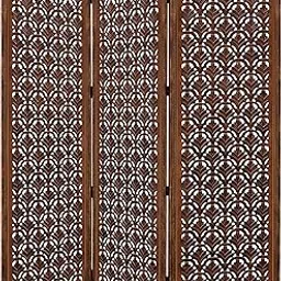 Classic Wood and Craft Wooden Room Divider Partition for Living Room, Privacy Partition, Partition Wall, Divider for Makeup Studio/Office (3 Panels - Taj Design) image 1