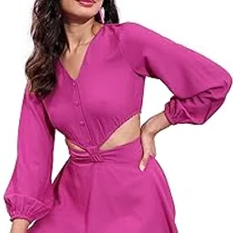 tokyo talkies Women's Long Sleeves V-Neck Solid Dresses| Dresses Women| Dresses| Stylish| Casual-picture-54