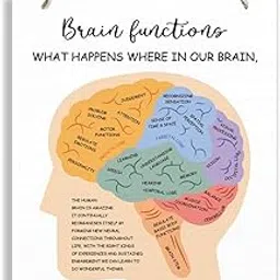 Brain Functions Wood Sign, Therapy Decorations, Hanging Wooden Plaques Decor, Psychologist Office Wall Art, Psychotherapy Office Hanging Decor, Mental Health Decor Sign, Neurologist Gift-picture-25