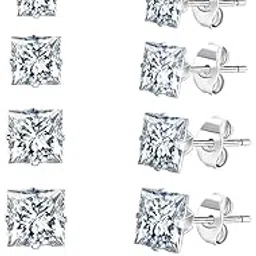 siwort stainless steel square zircon earrings 6-piece set (3mm, 4mm, 5mm, 6mm, 7mm, 8mm)-picture-20