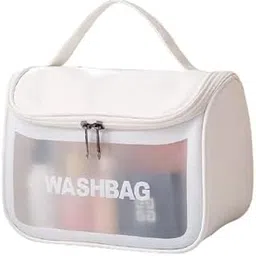 HEXAHOME Pvc Travel Toiletry Bag Clear Cosmetic Wash Bag Cosmetic Makeup Bag Zipper Cosmetic Pouch Household Grooming Kit Toiletry Wash Storage Bag For Unisex, Girl (White)-image-84