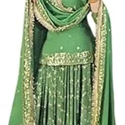 PERFECT CHOICE FABRICS GeorgetteSalwar Kameez Ready to Wear"SAnarkaliStitchedSuit Fully Stitched Suit for Women"S SF261-ver001 Light Green2 XL-image-6