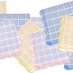 cluze Women Designer Border Checks Handkerchief - Cotton Handkerchief For Women/Girls (25 * 25 cm)-picture-11