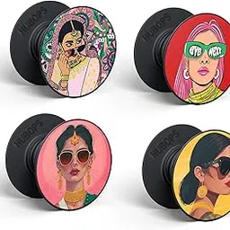 Phone Grip Compatible Mobile Holder Finger Grip Mobile Back Holder Mobile Socket Grips for Smartphones Phone Grip for Girl/Women Designs Printed Pack of 4-picture-37