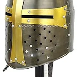 Nagina International Medieval Era Warrior Helmet | Barbuta Crusader Knight Templar Armour Greek Steel Centurion Helmet | Halloween LARP (Olive Green)-picture-10
