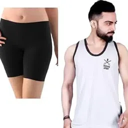 Men's 2-Piece Sports Fit Compression Set – Sleeveless Vest & Half Tights | Gym, Running, Cycling, Swimming Base Layer Combo (Polyester)-picture-36